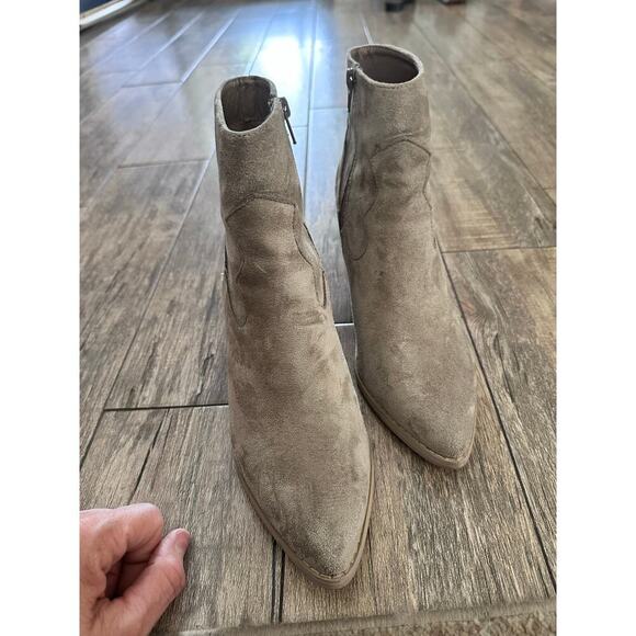 Mi.Im Women's Tan Gray Taupe Suede Side Zip Booties Size 9 - Picture 4 of 8
